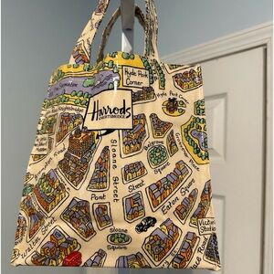 Harrods Knightsbridge Coated Canvas Small Tote of London Grid Map - RARE